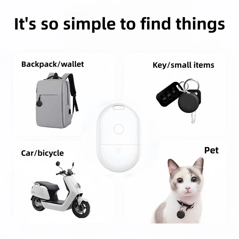 Mini rastreador de gato inteligente com GPS global, localizador de chave anti-perda, carteira, alarme, encontre meu (somente iOS), e