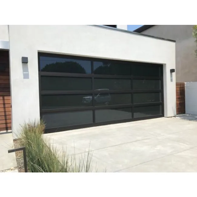 Customization Aluminum Alloy Frosted Glass Inserted Modern New Combined Automatic Garage Door For Villa