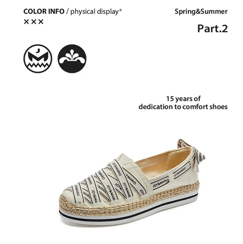 J&M Girl Espadrilles Women Fisherman Shoes Round Toe Flats Casual Shoes Canvas Shoes Spring Summer Platform Slip-on Cloth Shoes