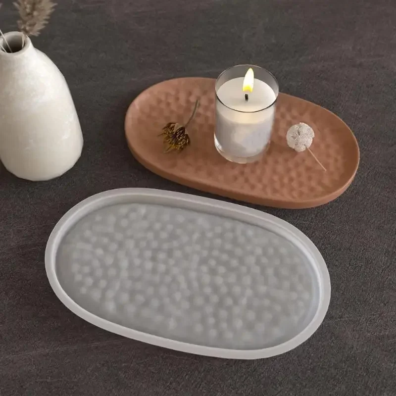 Creative Silicone Mold Jewelry Tray Moulds Oval Silicone Texture Handmade Molds Perfect for Home Decorating