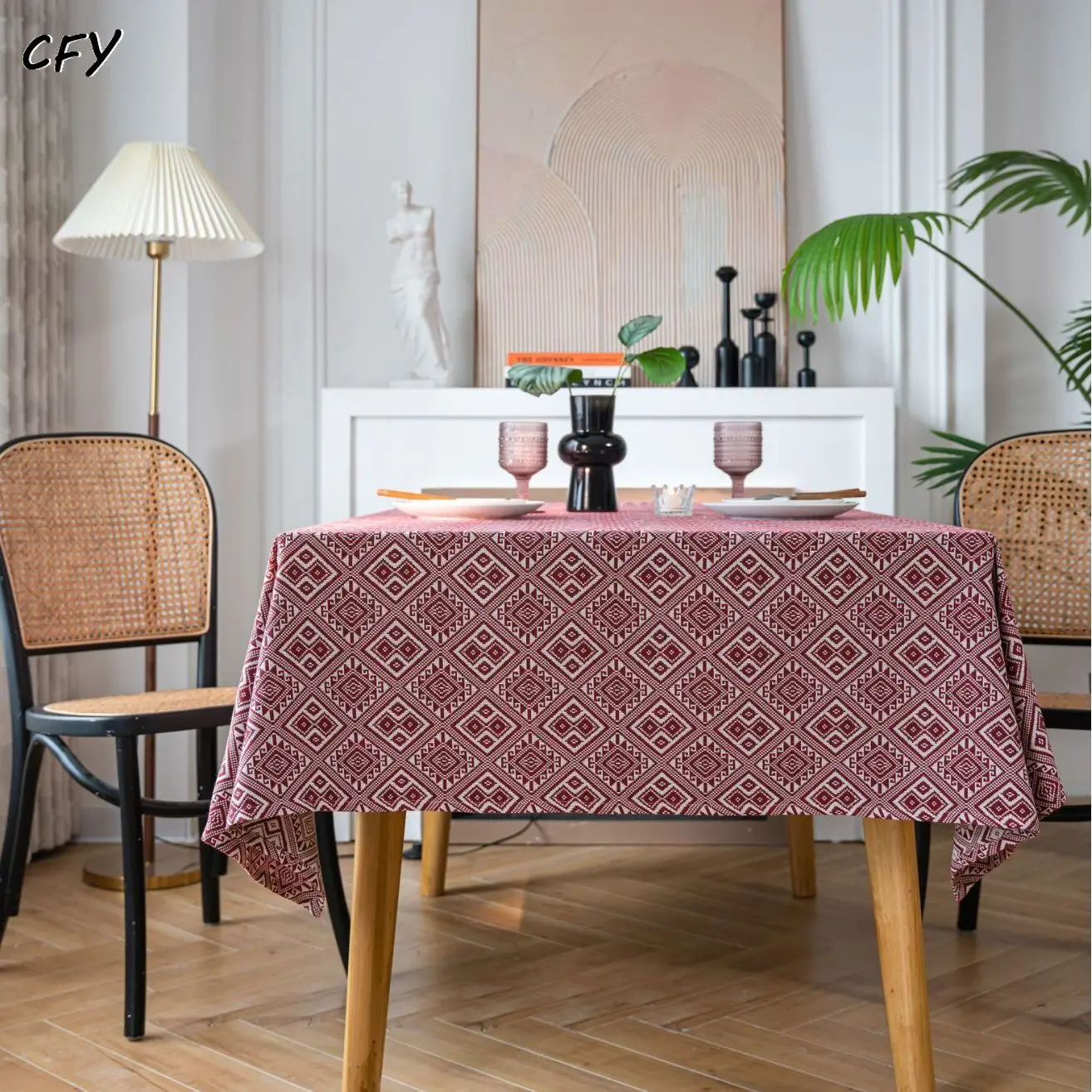 

Cotton Linen American Jacquard Geometric Table Cloth Rectangular Tablecloth Tea Table Pad Meal Cloth Photo Background Cloth