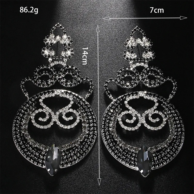 Hot-selling oversized earrings fashion exaggerated rhinestone pendant earrings stage accessories women's earrings