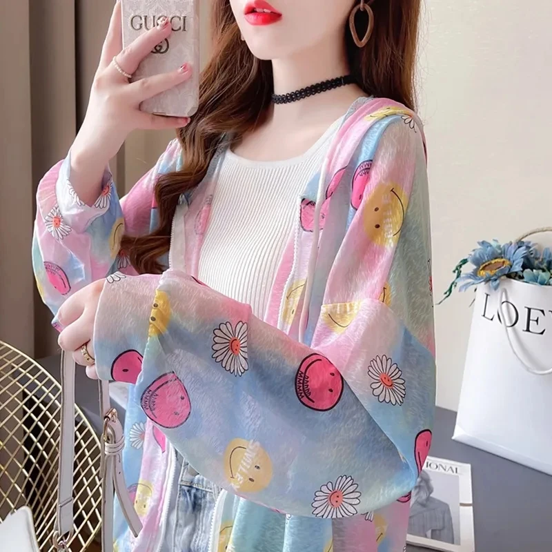 Summer Hoodie Sweatshirt Women's Sunscreen Tops 2022 New Loose Thin Hooded Hoodie Sun-Proof Clothing Air Conditioner Shirt Femal