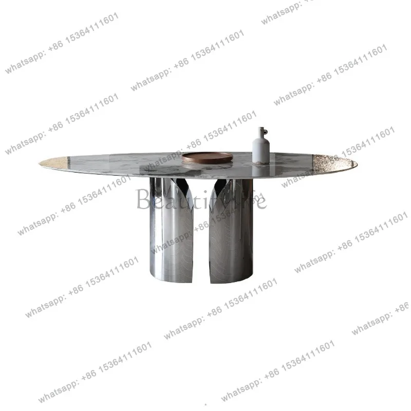 

Special-shaped marble dining table villa minimalist dining table luxury stone light luxury Italian style