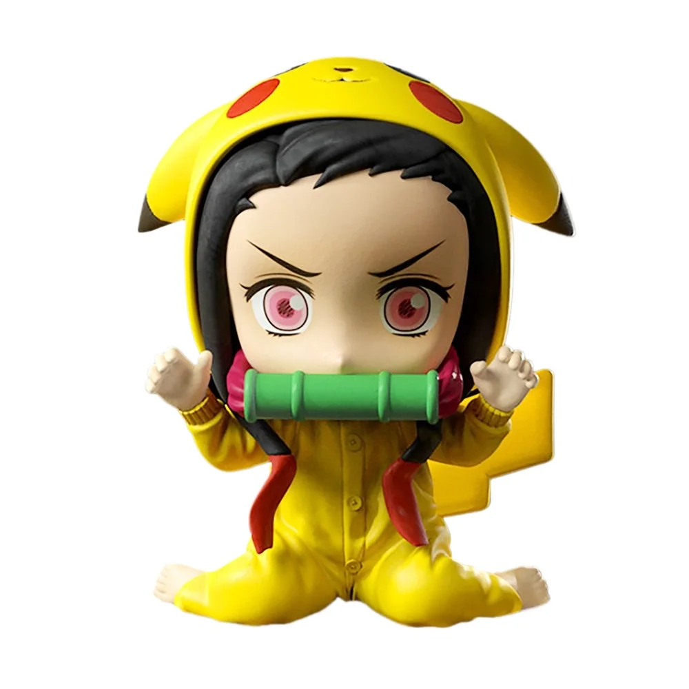 Demon Slayer Anime Action Figures, Nezuko Cosplay, Pikachu, Modelo de Coleção, Boneca, 10cm