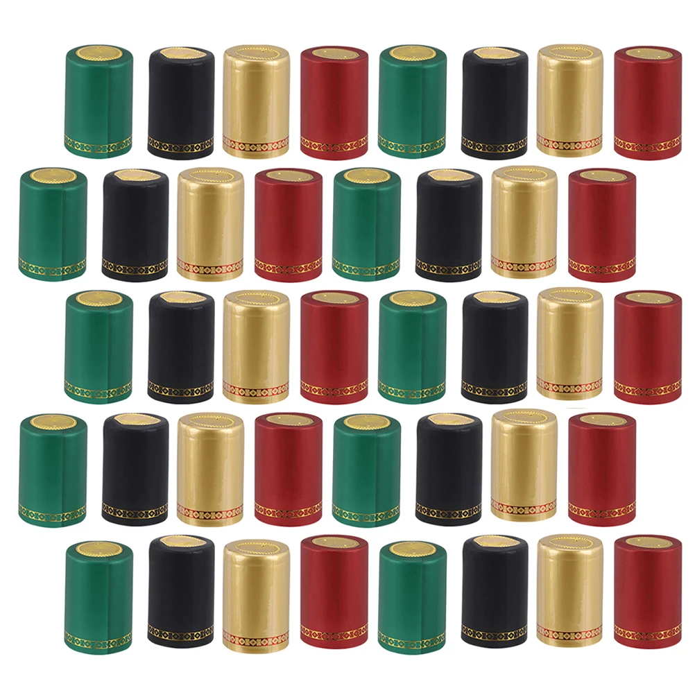 

200pcs Bottle Heat Shrink Cap PVC Sealed Cover Lid Decorative Leakproof Bar Accessories Red Green Black Gold Edge