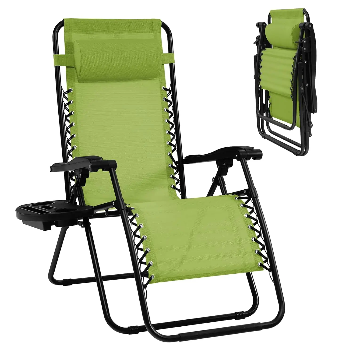 

Zero Gravity Lounge Chairs, 160°Adjustable Folding Recliner w/Pillow and Cup Holder, 350LBS Comfy Outdoor Lounge, Customized