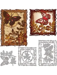 1Sheet Deckle Edge Frame Cutting Dies Butterfly Die Cuts Metal Plant Cutting Dies Template for Card Making Decoration DIY