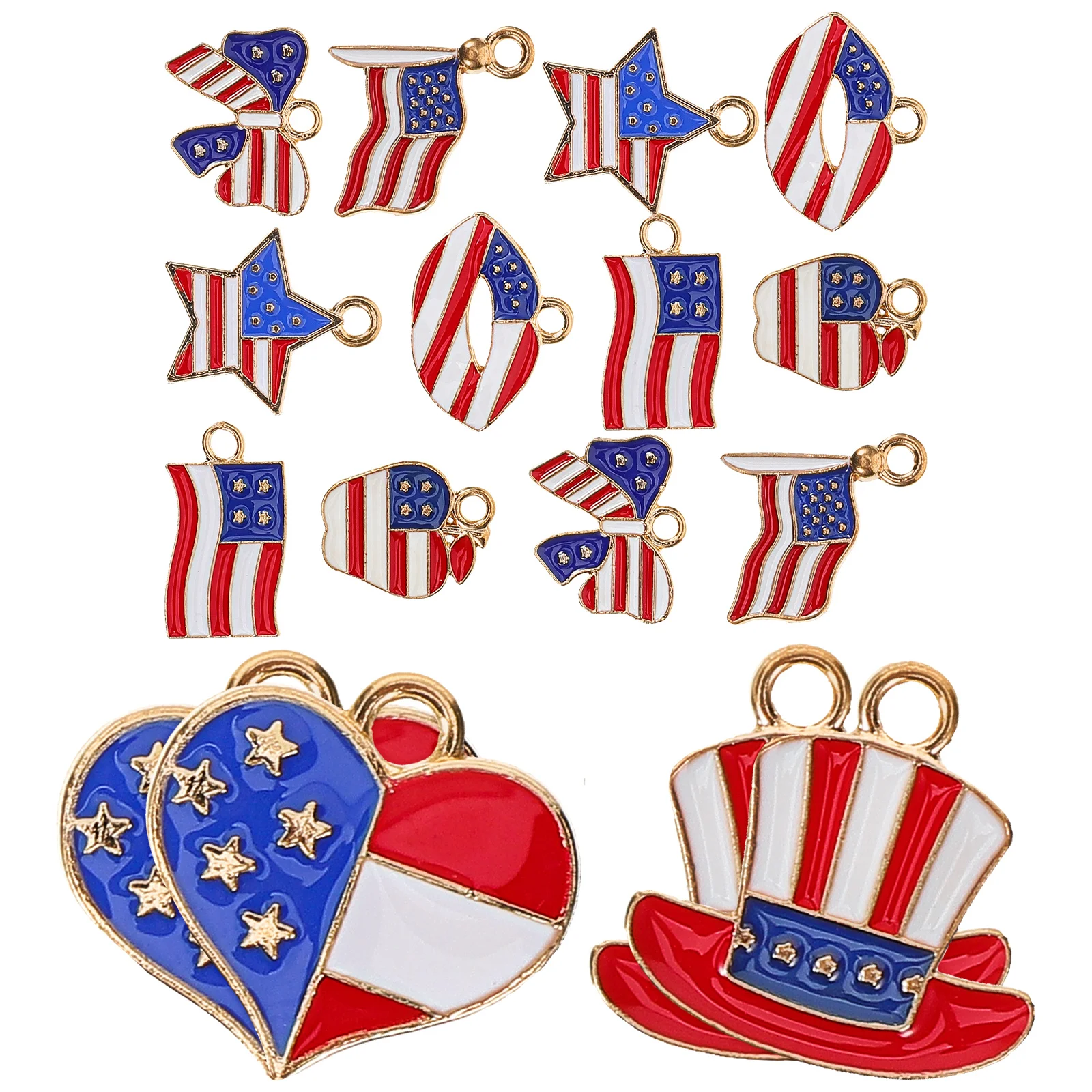 

16 Pcs Flag Pendant Earrings Jewelry Charms Crafting Supplies Lightweight Durable Alloy Independence Day Theme DIY Bracelet