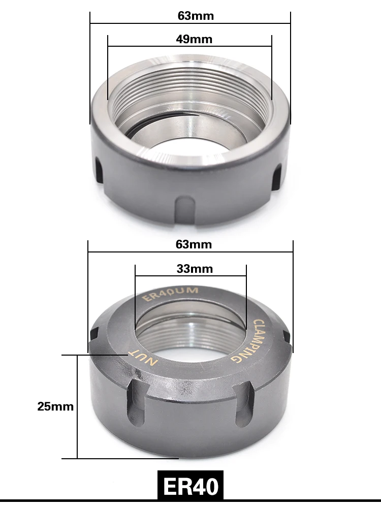 

ER8 ER11 ER16 ER20 ER25 ER32 Стальная прецизионная сбалансированная пружинная гайка Фрезерный держатель инструмента с ЧПУ Удлинить инструмент ER-A/M/UM Патрон Инструменты