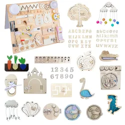 Wood Busy Board Accessories Baby DIY Montessori Toy Early Learning Wooden Toy Wooden Elements Parts for Kids Education Skill Toy