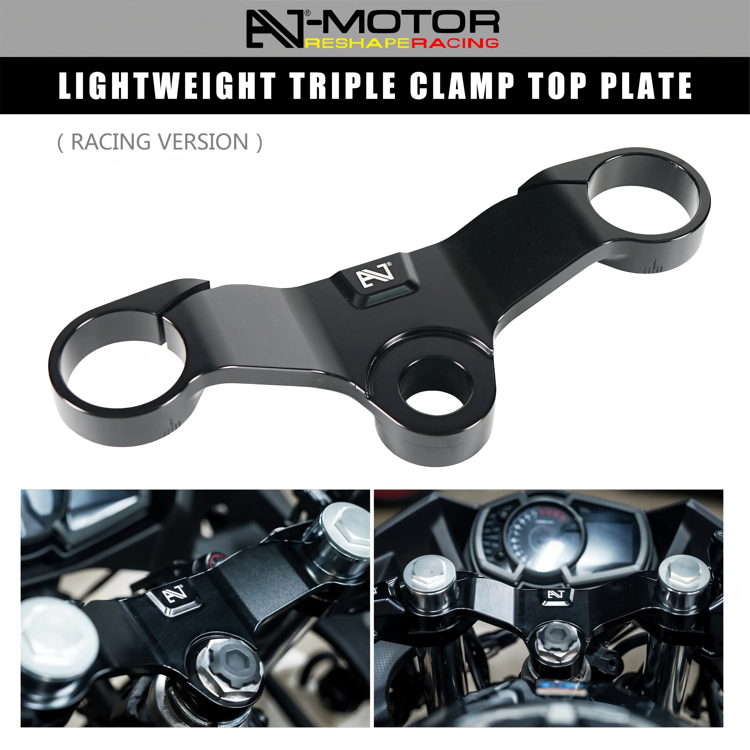 

Racing Triple Clamp Top Plate for Kawasaki Ninja 400, CNC Machined Pro Lightweight Steering Upgrade