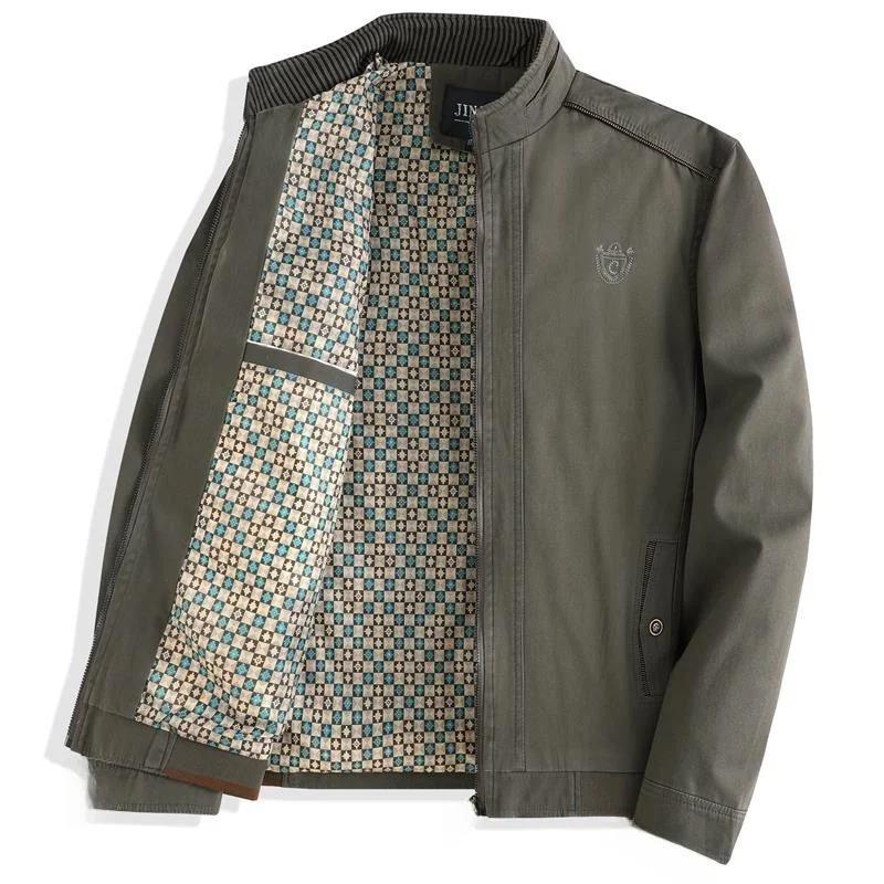 

Pure Cotton Stand Collar Jaet for Middle-Aged Men Casual Busin Sle Spring Autumn Wear Comfortable Breathable Men's Coat