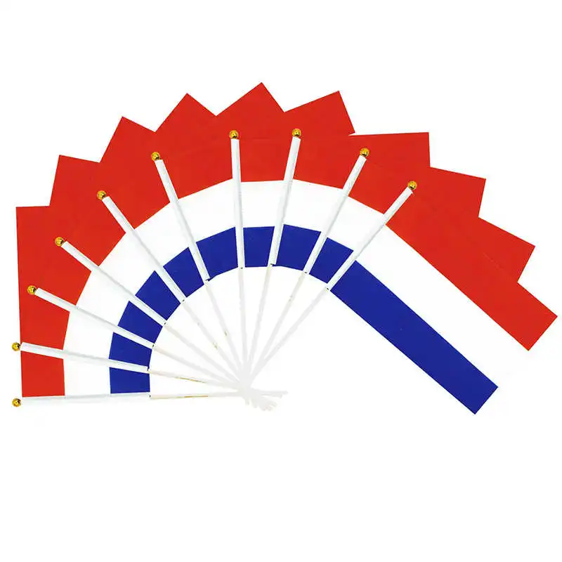 

10 Pack Netherlands Flag Holland 14x21cm Hand Held Mini Stick Dutch Flags With Flagpoles For Decoration Celebration Sports