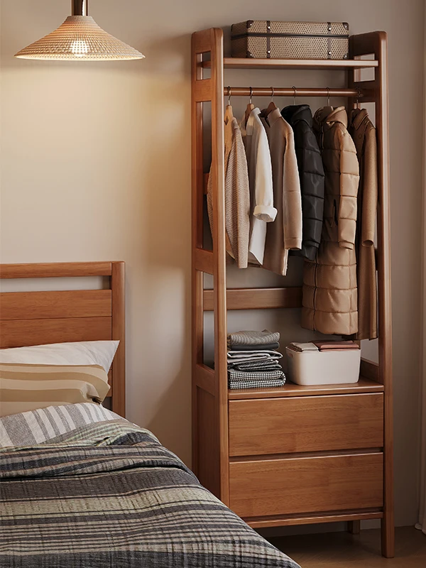 

Solid wood bedside table rack integrated coat rack floor-to-ceiling bedroom master bedroom multi-functional bedside hanger locke