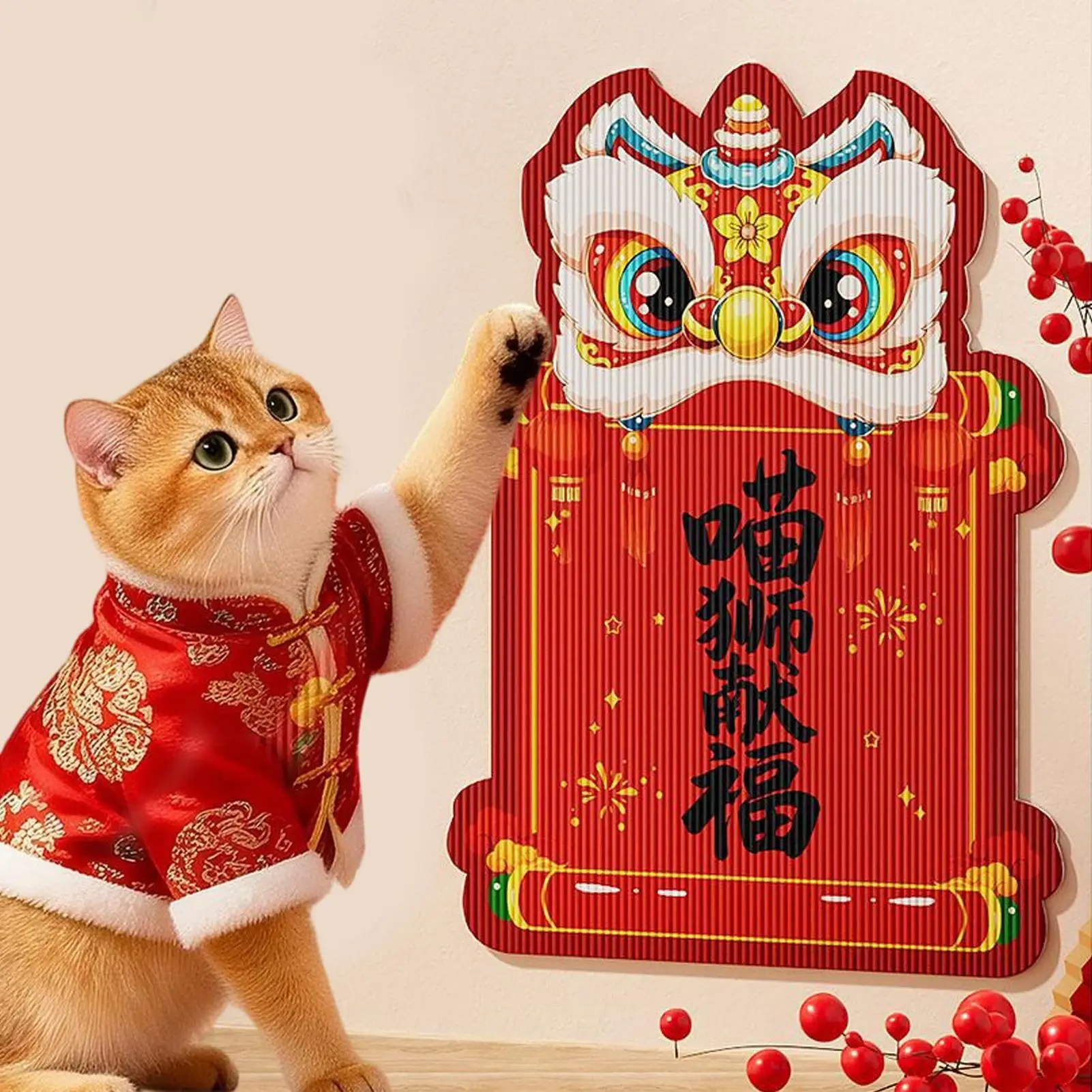 

Настенная лежанка-когтеточка для кошек к Китайскому Новому году, товары для животных, когтеточки для кошек для дверей, диванов, для игр и заточки когтей в помещении