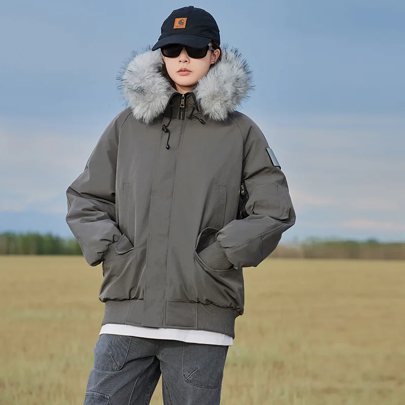 

Свободная утолщенная зимняя парка с капюшоном, хлопковая куртка с большим меховым воротником, зимнее стеганое пальто, рабочая одежда, винтажное пальто стандартного кроя с длинными рукавами