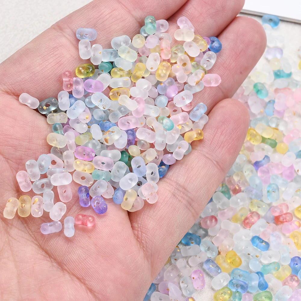 500 Stück 4x6mm Bunte Mattierte Acrylperlen, Matte Transluzente Zwischenperlen für Armbänder, Halsketten, DIY Handschmuck und Bastelarbeiten – Detail 2