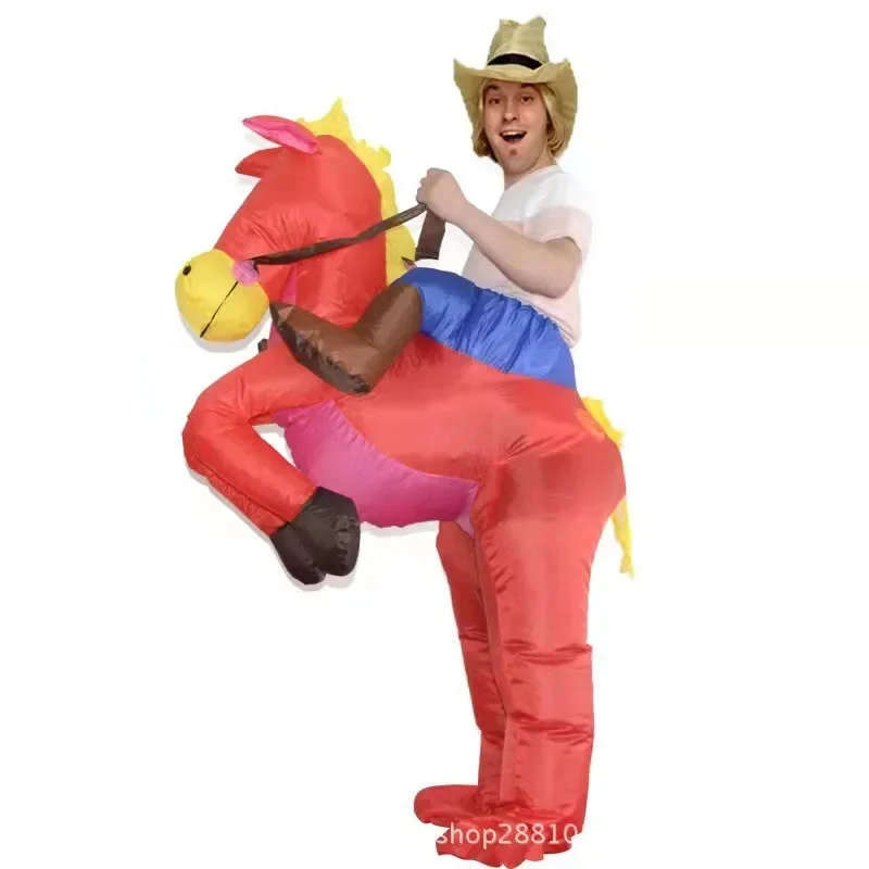 Funny Cosplay Cowboy Riding Horse Disfraz Inflatable Costume Halloween Carnival Fancy Dress Party Stage Show Masquerade Toy