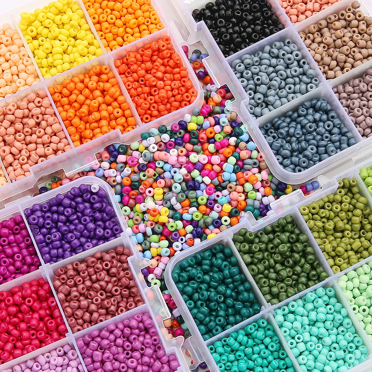 

8 Grid Pack 3mm Solid Color Rice Beads Set - DIY Jewelry Making Supplies for Bracelets Necklaces (3400pcs/Set)