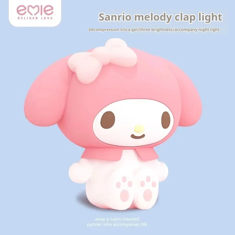 Sanrio My Melody Silicone Night Light An Anime Character Melody Clapping Light A Bedroom Sleep Atmosphere Night Light Ornament