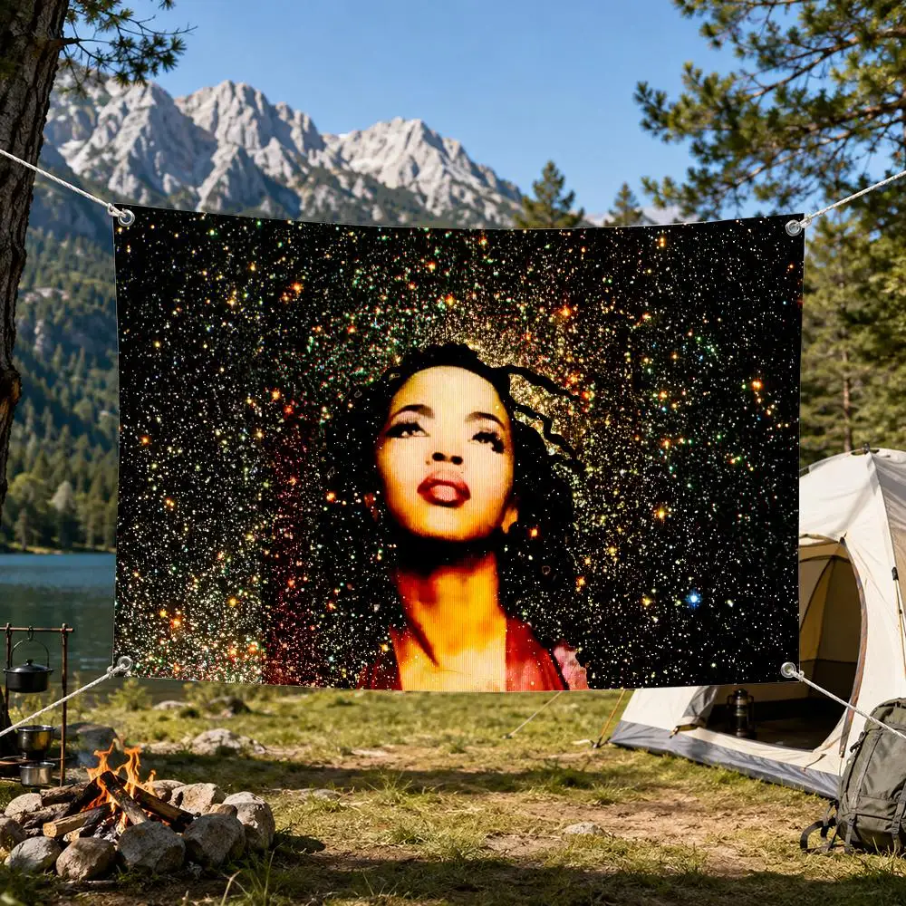 Ms L-Lauryn Hill Rapper Album Flags Aesthetic Wall Tapestry Printed Wall Hanging Living Room Party Outdoor Decor