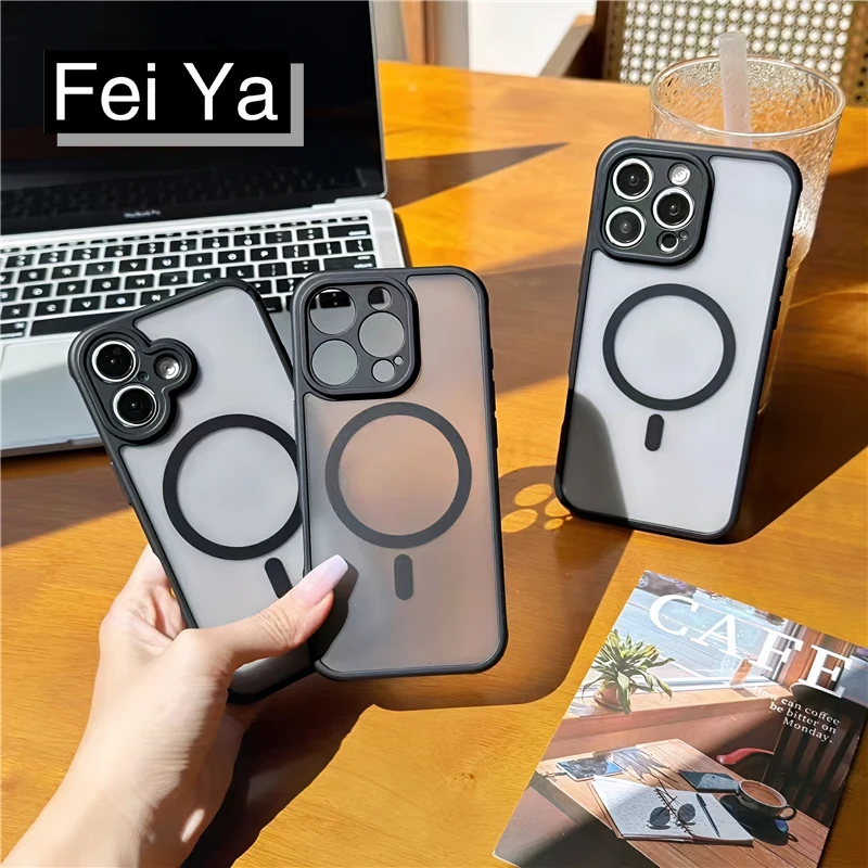 

High-end business black armor magnetic phone case For iPhone 17 16 15 14 13 12 11 Pro Max 15pro 16plus 16promax Shockproof Cover