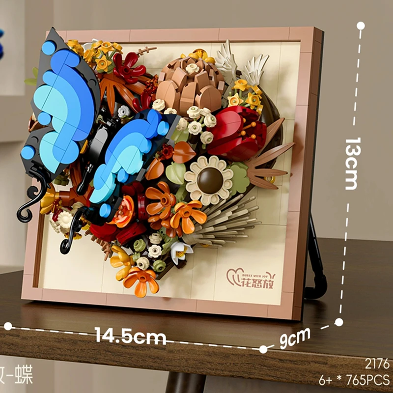 لتقوم بها بنفسك ثلاثية الأبعاد الورد الشهير الأبدي الخالد الزهور المجففة اللوحة إطار صور الفن الحامل معرض بنة نموذج الطوب مجموعات لعبة #4