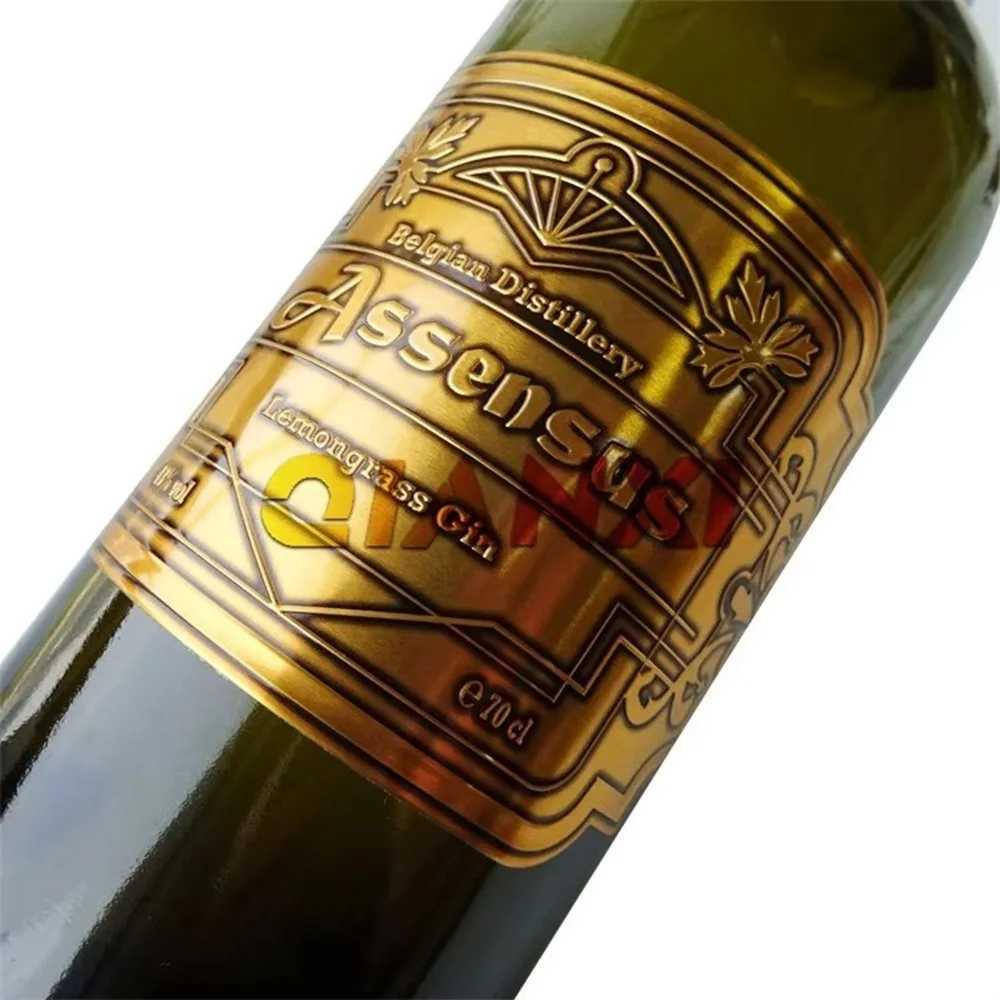 Custom Embossed Metal Stickers｜Self Adhesive Aluminum Labels｜Red Wine & Perfume Bottle Printing Labels