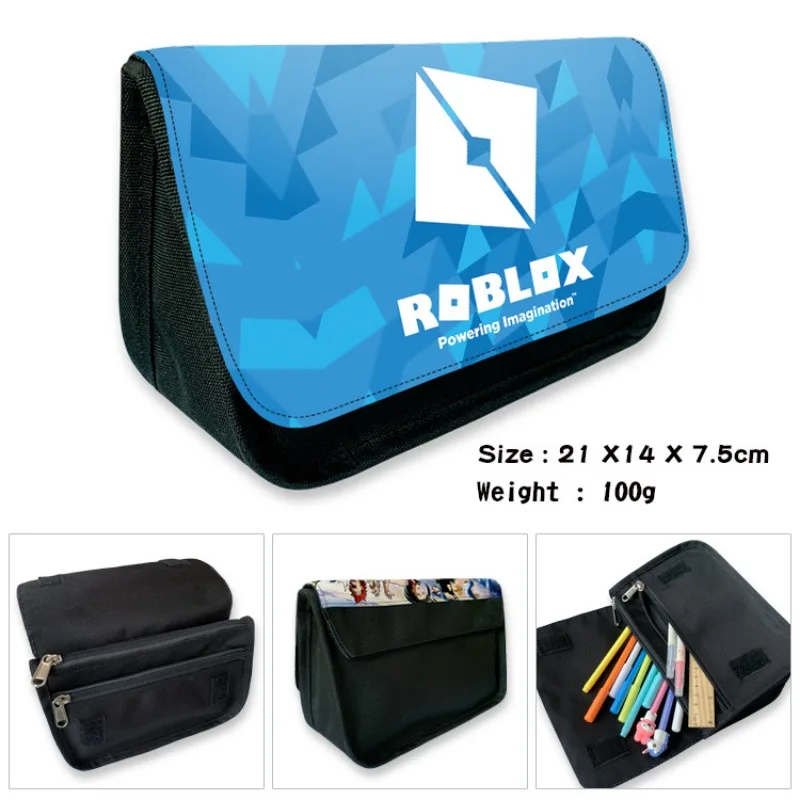 Roblox Game Peripheral Pencil Case Stationery Box Cartoon Student Large Capacity Pen Storage Bag Zipper Pen Bag Birthday Gifts