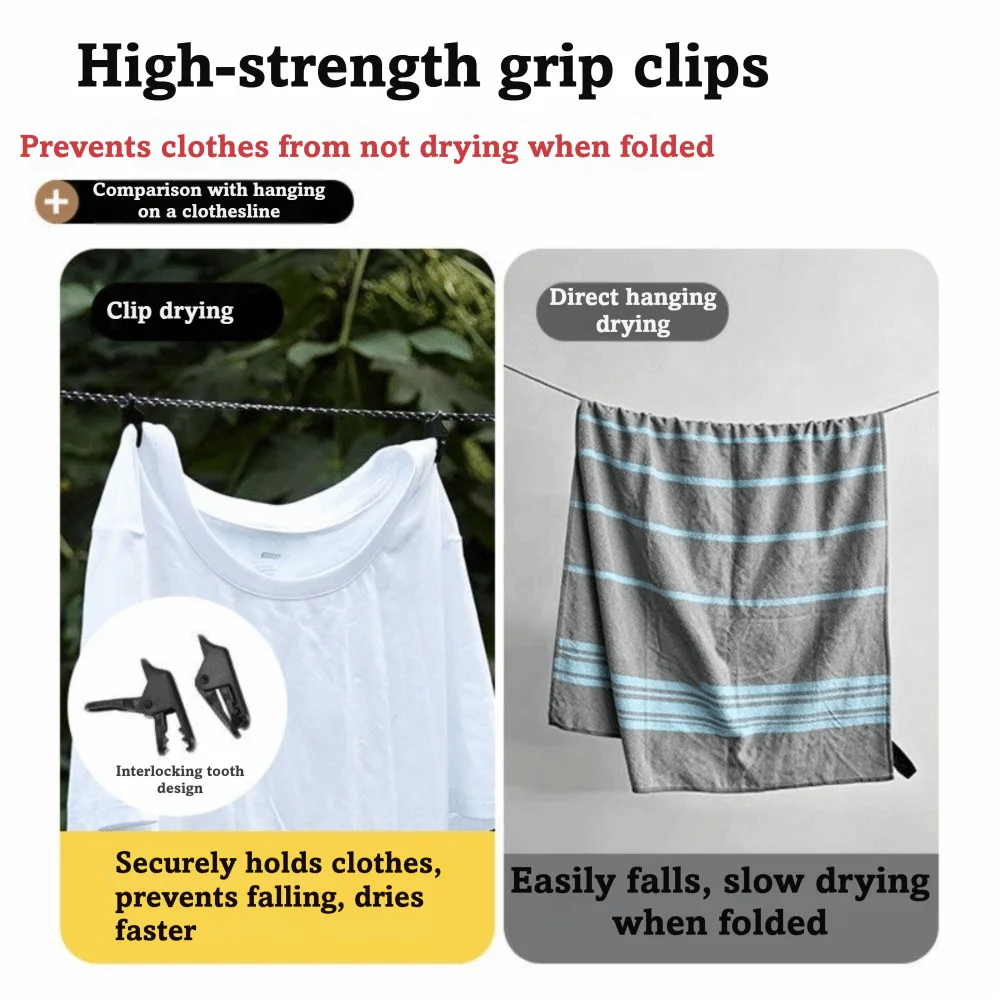 16 Clips Camping Clothesline Adjust At Will with Storage Pouch Travel Clothesline High Toughness Portable Drying Line Hiking