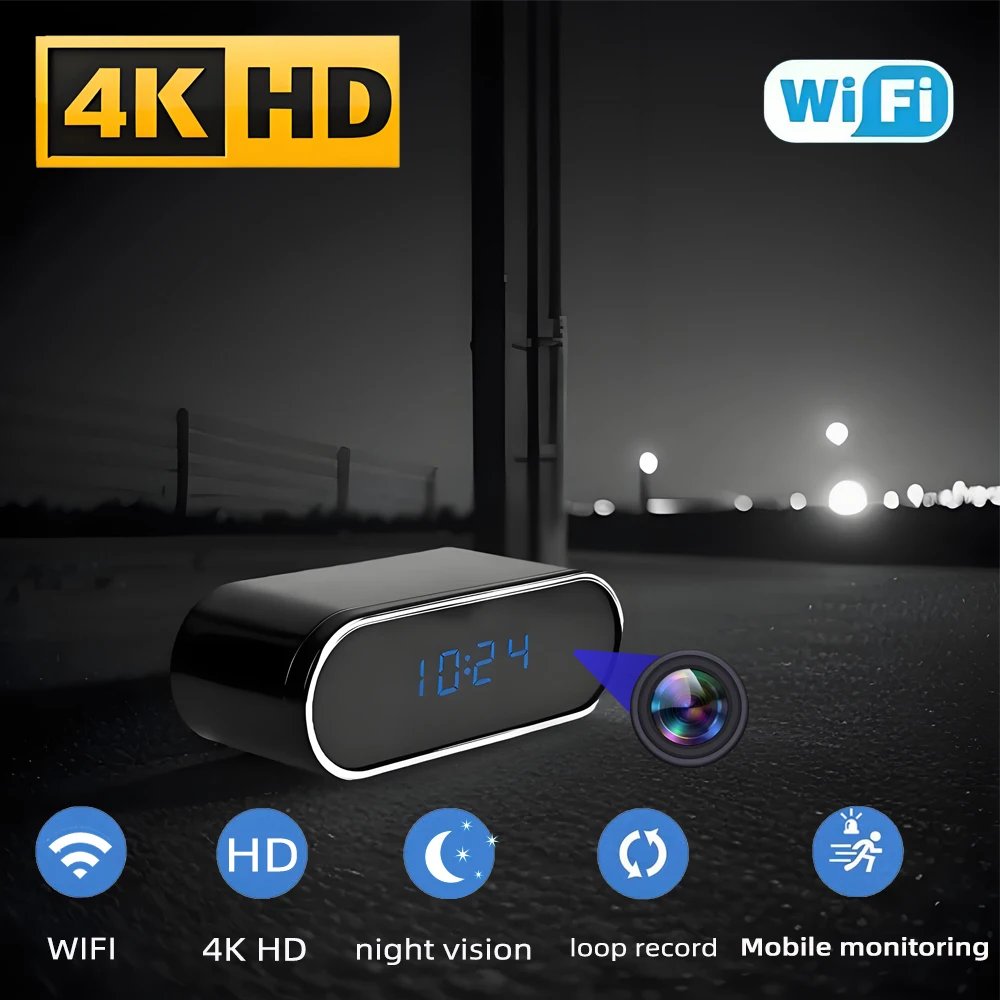 

Модернизированная мини-камера HD 4K с улучшенным разрешением, инфракрасным ночным видением, обнаружением движения, беспроводным удаленным просмотром Wi-Fi