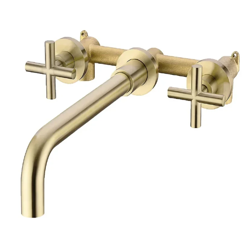 Smesiteli Modern Rose Gold Basin Faucet Double Handle Brass Surface Bathroom Pool Faucet Hot Water Accessories For Home