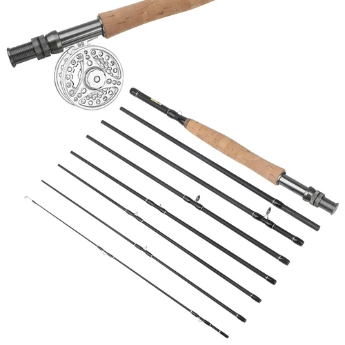 Caña de pescar con mosca multinodal # Varilla de viaje de fibra de carbono de 5-6, 7 secciones/8 secciones