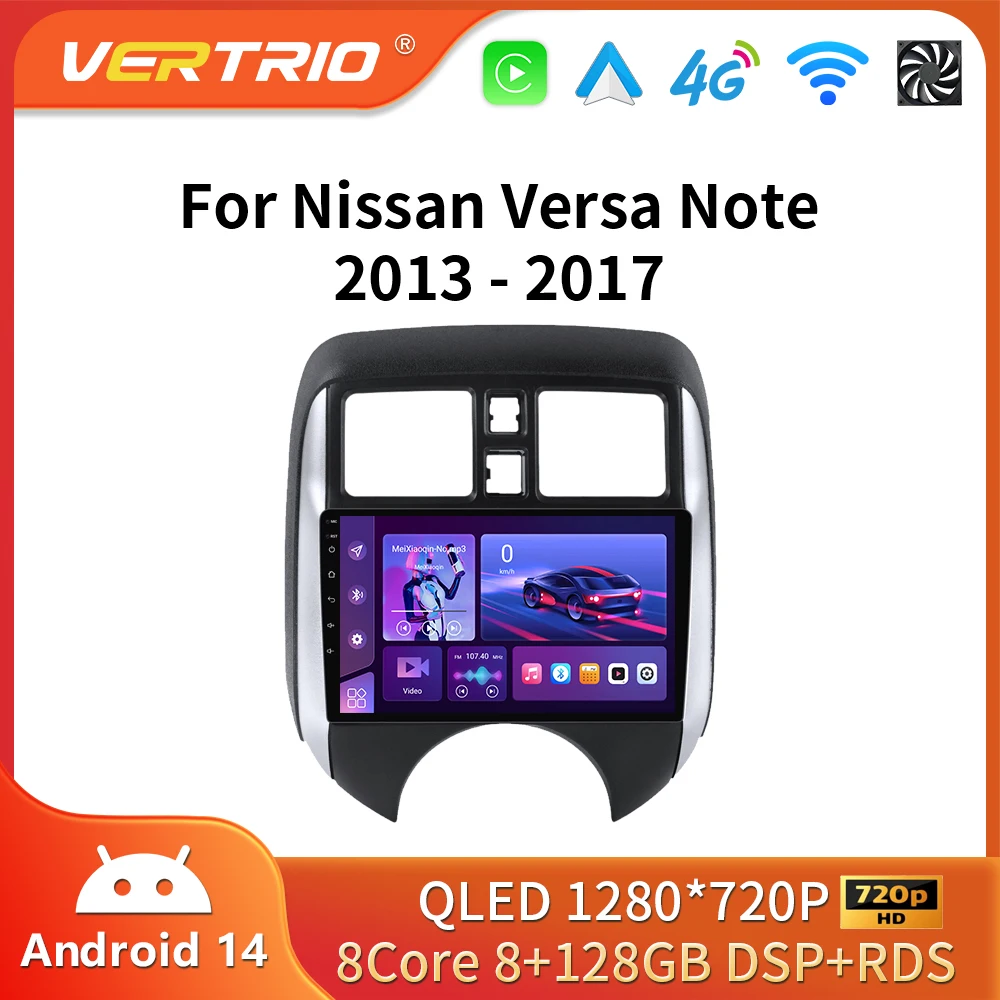 Autoradio estéreo Carplay de 9 pulgadas para Nissan Versa Note 2013 2014 2015 2016 2017 unidad central Android Auto GPS Autoradio DSP RDS 4GLTE