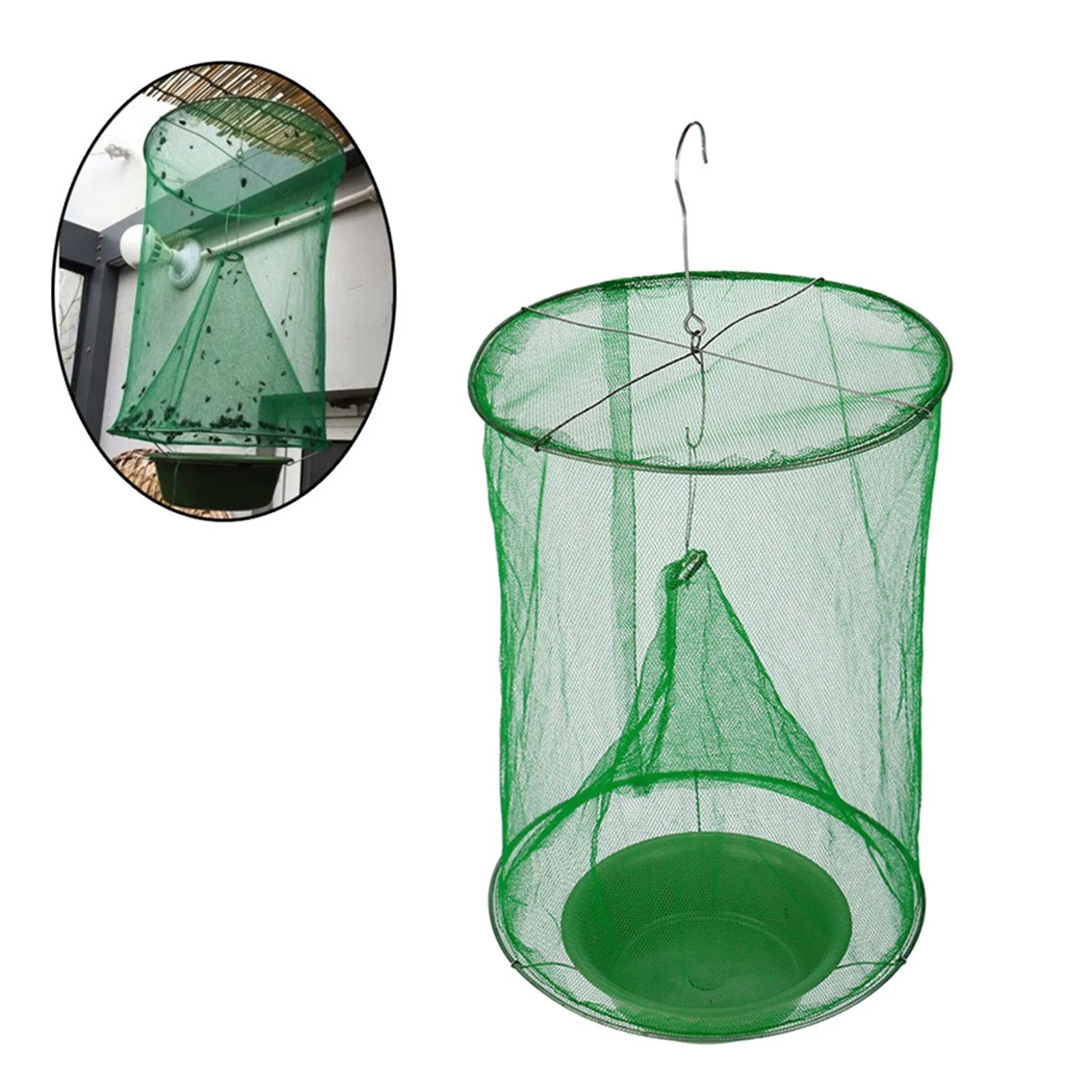 Hanging Flies Net Traps Reusable Folding Insects Pest Traps Practical Outdoor Fly Catcher Pest Control Tool for Courtyard Garden