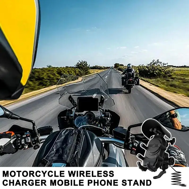 Motorcycle Phone Mount Anti Vibration Mobile Wireless Charging Phone Holder 360 Rotating Moto Support Cellphone Handlebar Mount