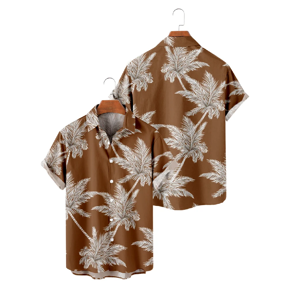 

Hawaiian Shirts for Men Hawaii Trees Print Short Sleeve Retro Shirts Hawaii Summer Beach Vacation Tops Breathable