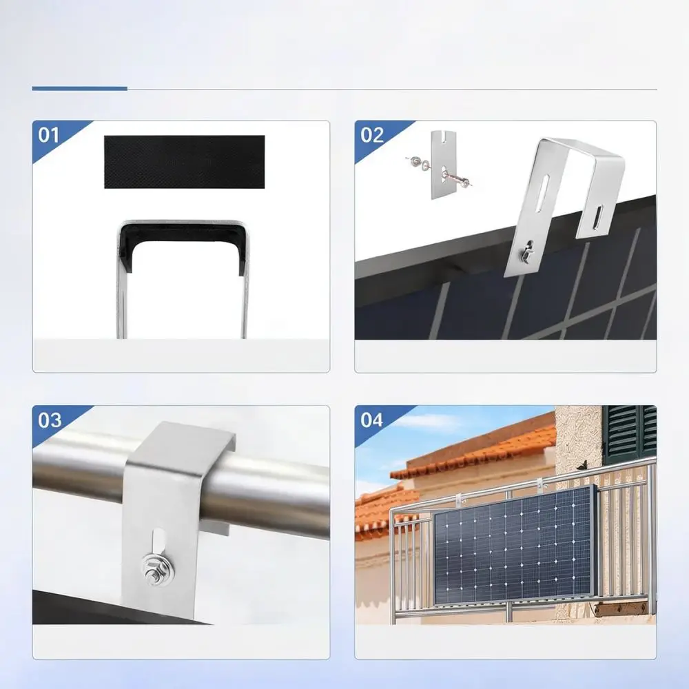 304 Stainless Steel Solar Hook Bracket For Balcony Railing Photovoltaic Panel Mount Hardware For Energy Application