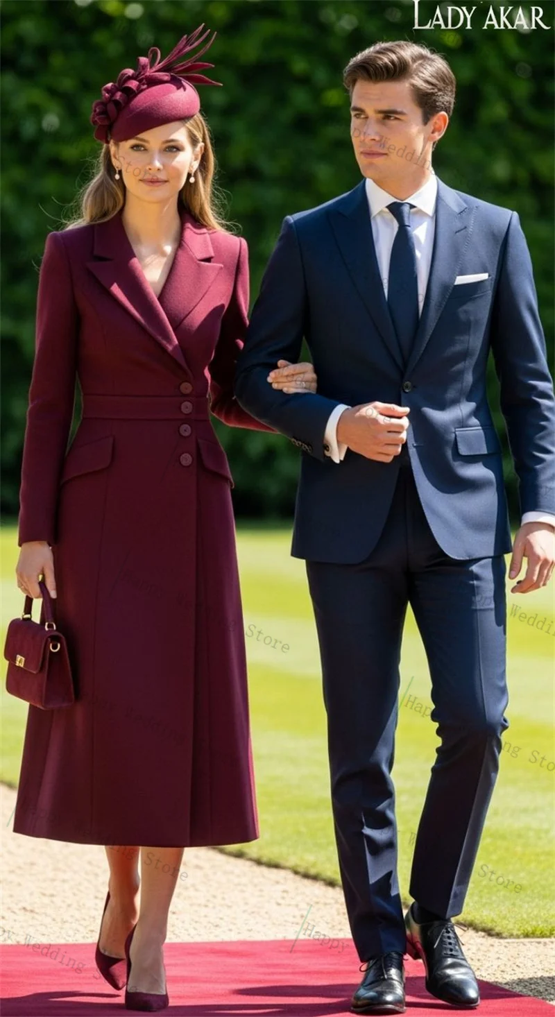 

Burgundy Cashmere Women Suit 1 Piece Long Blazer Winter Wool Prom Dress Formal Office Lady Jacket Customized Wedding Guest Coat
