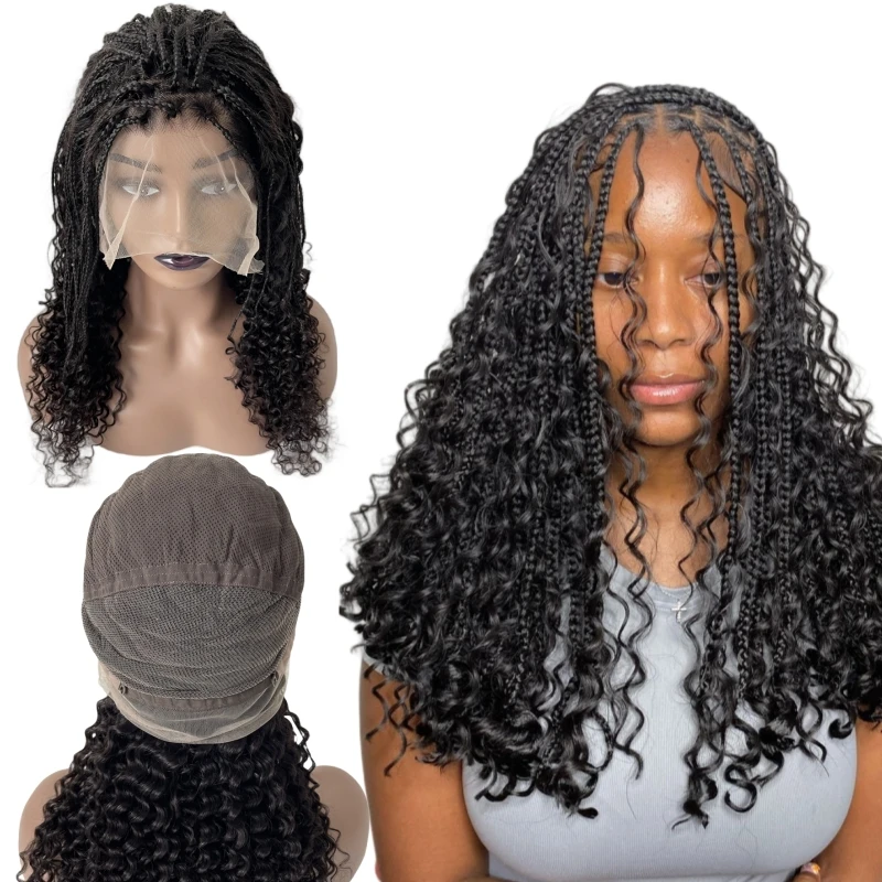

22-дюймовые индийские девственные человеческие волосы, натуральный цвет, глубокие вьющиеся косы, плотность 180%, полные кружевные парики для чернокожих людей