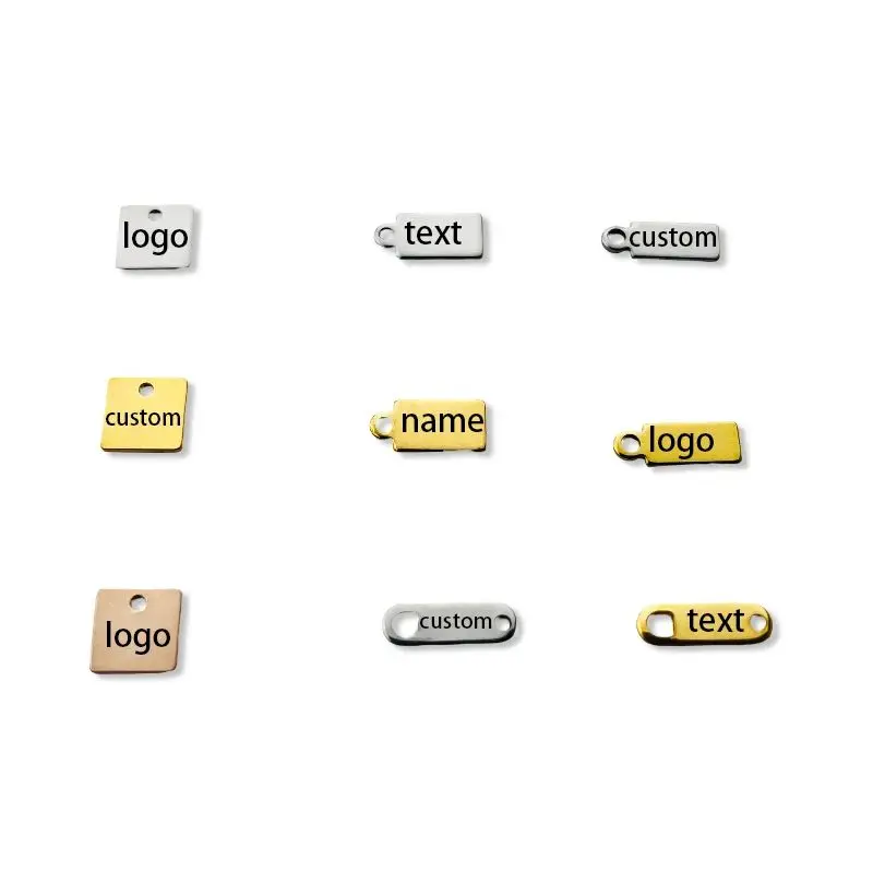 

20/50 шт. индивидуальные бирки с лазерной гравировкой логотипа, прямоугольная бирка из нержавеющей стали, квадратные подвески с гравировкой для изготовления ювелирных изделий