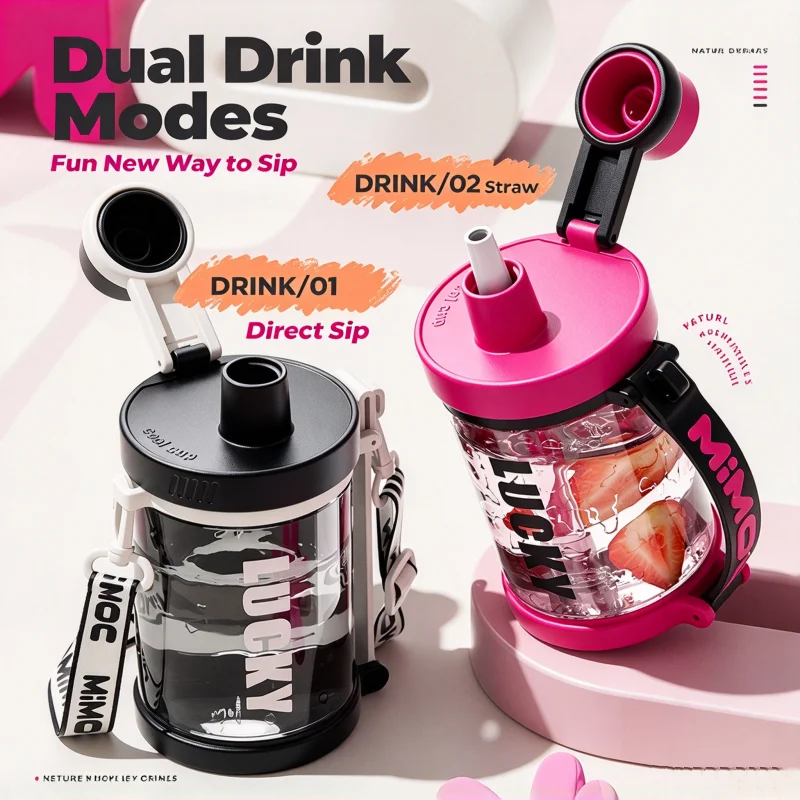New Simple Clear Large Capacity Water Bottle, Men Women Fitness Sports Gallon Jug, Heat Resistant Plastic Big Belly Drink Tumble