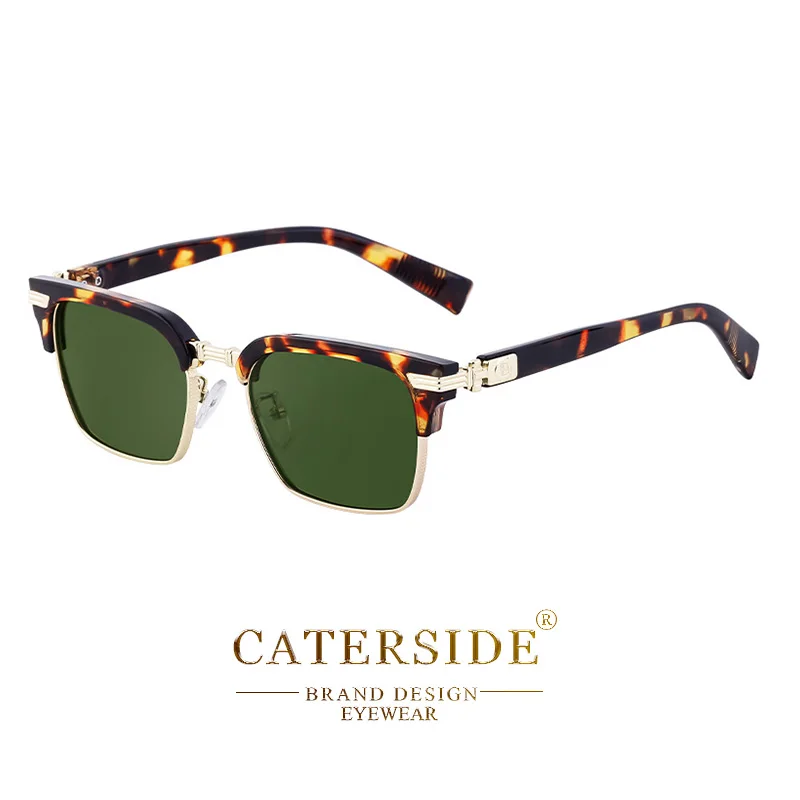 CATERSIDE Punk Quadratische Sonnenbrille Herren Metall Halbrahmen Mode Damen Sonnenbrillen Reise Party Business UV400 Marken-Brillen – Detail 17