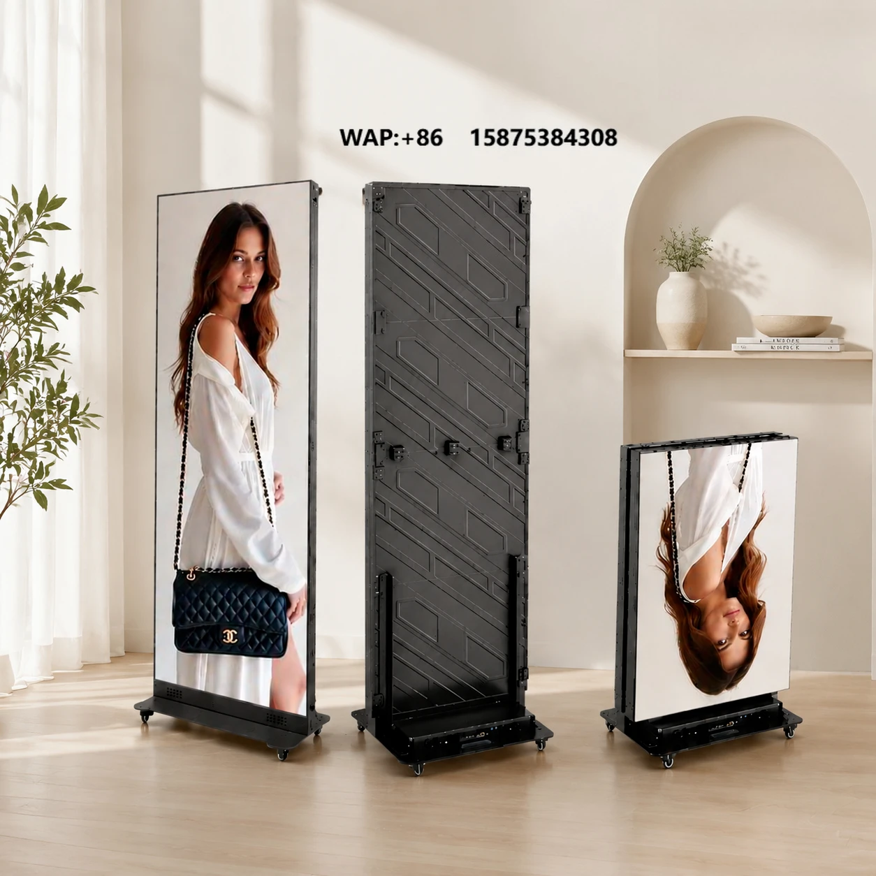 Indoor Led Foldable Poster Display with Battery P1.86 P2 P2.5 LED Mirror Display with Animation Function