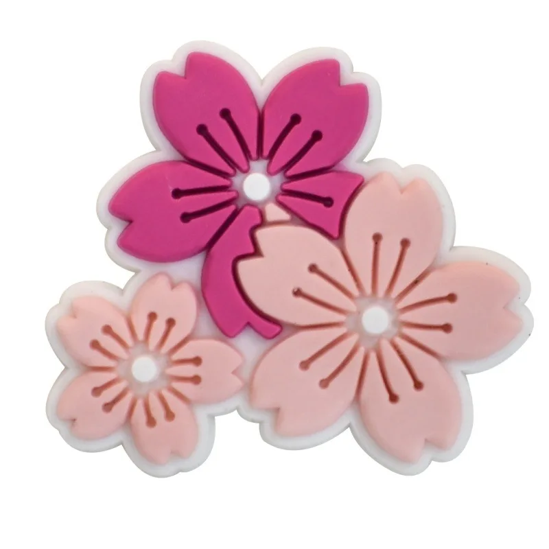 Cute Pink Flower Shoe Charms for Crocs Pin Accessories Decoration Bracelet Wristband PVC Pin Women Party Gift image 5