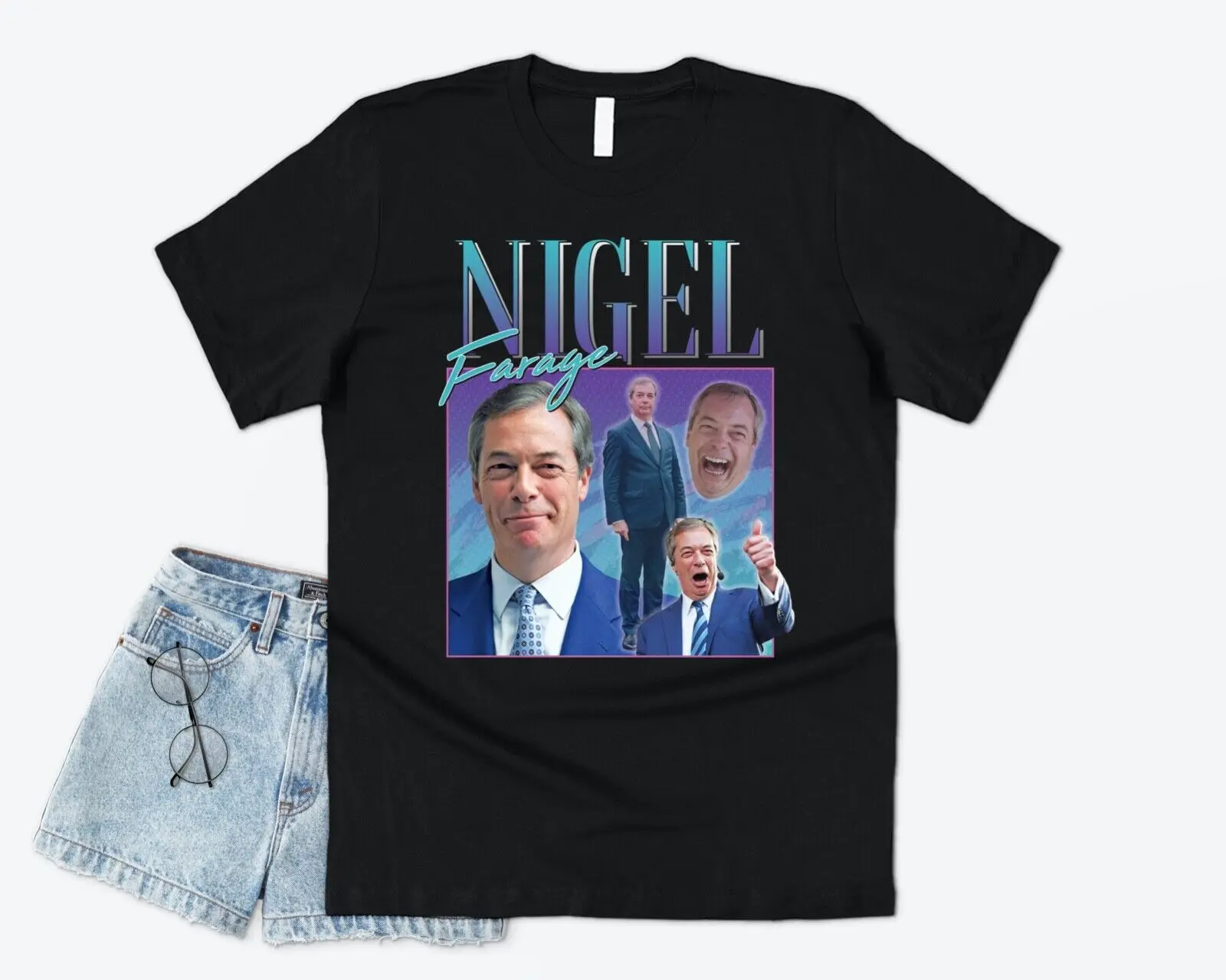 Nigel Farage Homage T shirt Funny UK Political Party EU 90's Retro