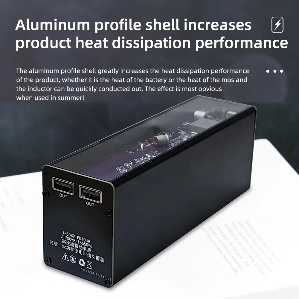 اتجاهين PD100W لتقوم بها بنفسك قوة البنك حافظة غلاف من الألومنيوم 21700 18650 بطارية لا لحام 40000mah تهمة للهاتف المحمول شحن سريع