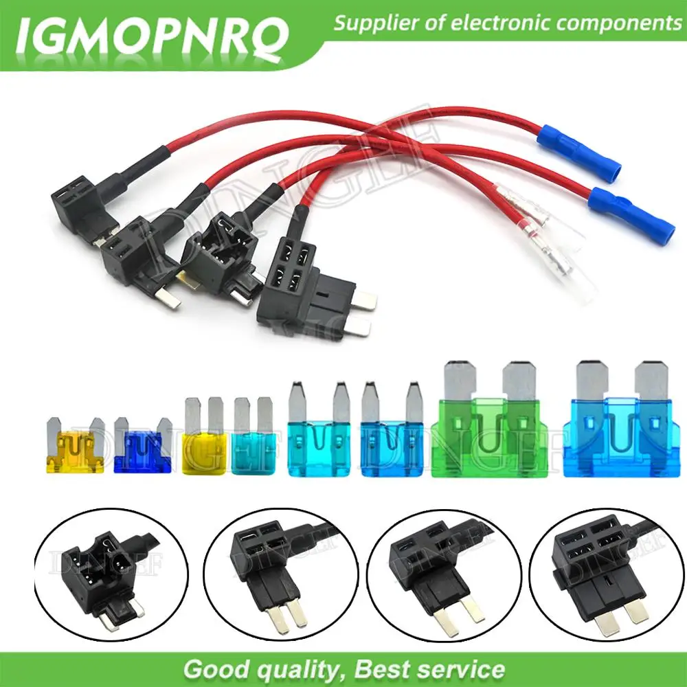 1Set 12V Mini Small Medium Size Car Fuse Holder Add-a-circuit TAP Adapter with ATM Blade Fuse Micro Mini 10A 5A 20A 25A 30A 40A