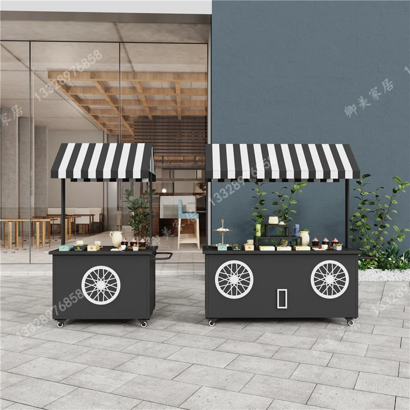 European creative float outdoor product promotion display stand shopping mall market mobile truck wrought iron stall cart